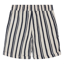 BIRKHOLM Muslin Shorts Natur Beige & Navy Blå